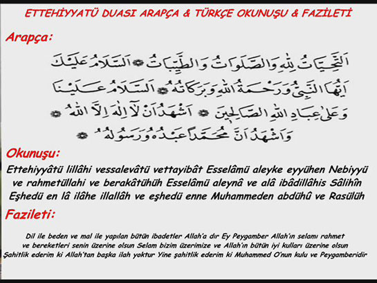 Ettehiyyatü Duası Okunuşu ve Anlamı